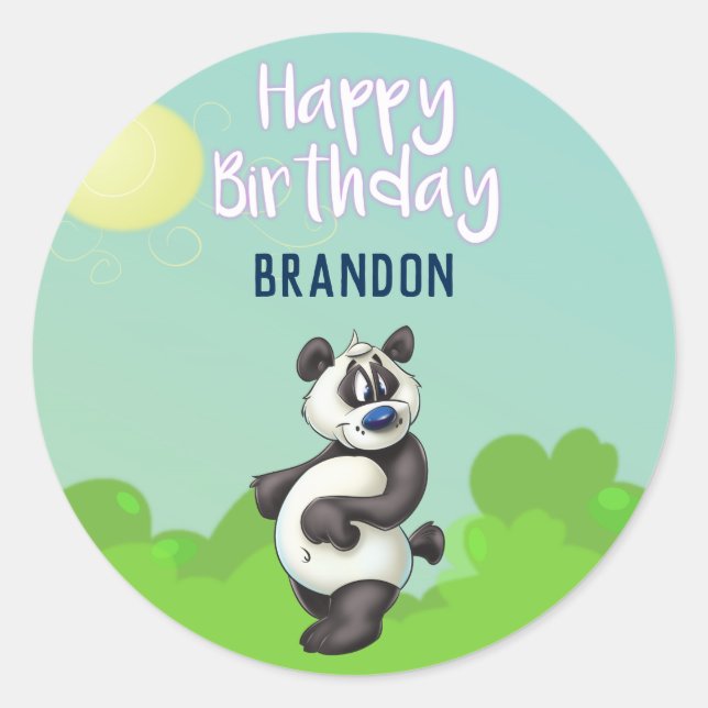 Panda Cartoon Birthday Stickers (Vorderseite)