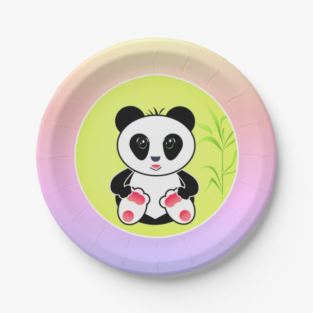 Panda, Cartoon, Kinder Pappteller (Vorderseite)