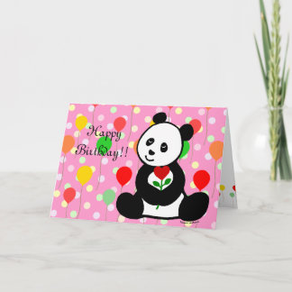 Panda Cartoon und A Heart Blume Geburtstag Karte