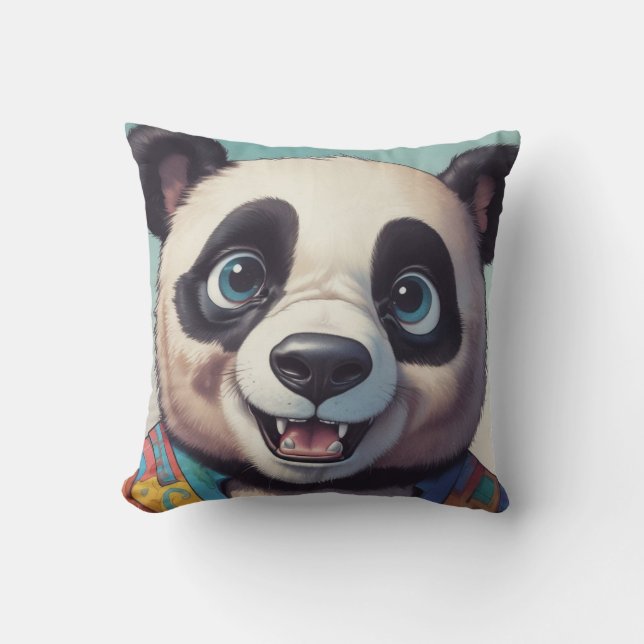 Panda Cartoon Zeichne Kunst Kissen (Vorderseite)