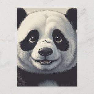 Panda Cartoon Zeichne Kunst Postkarte