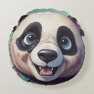 Panda Cartoon Zeichne Kunst Rundes Kissen
