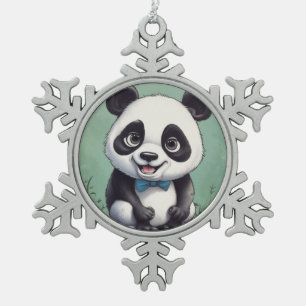 Panda Cartoon Zeichne Kunst Schneeflocken Zinn-Ornament