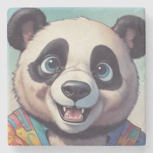 Panda Cartoon Zeichne Kunst Steinuntersetzer