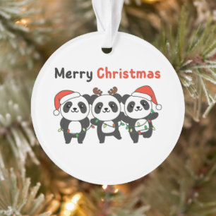 Panda Christmas Animals Pandas Merry Christmas Ornament