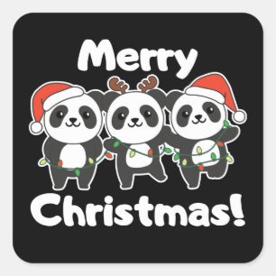 Panda Christmas Animals Pandas Merry Christmas Quadratischer Aufkleber