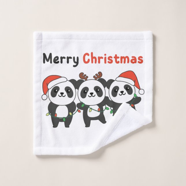 Panda Christmas Animals Pandas Merry Christmas Waschlappen (Waschlappen)