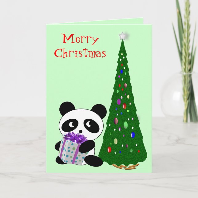 Panda Christmas Feiertagskarte (Vorderseite)