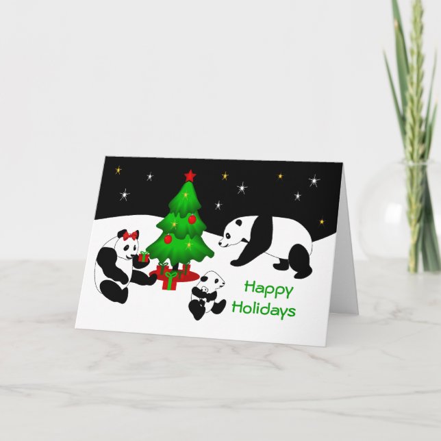 Panda Christmas Grußkarte Feiertagskarte (Vorderseite)