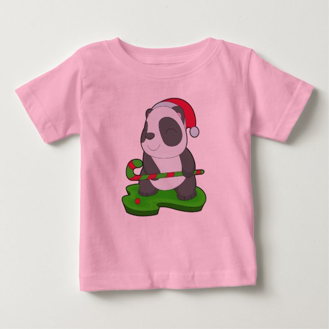Panda Christmas Hockey Baby T-shirt (Vorderseite)