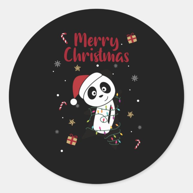 Panda Christmas Snow Winter Animals Pandas Runder Aufkleber (Vorderseite)