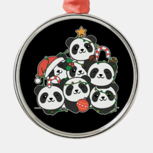 Panda Christmas Tree Funny Animal Christmas Cerami Ornament Aus Metall