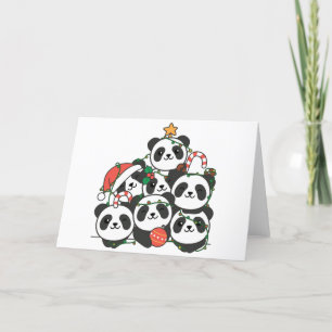 Panda Christmas Tree Funny Animal Christmas Holida Feiertagskarte