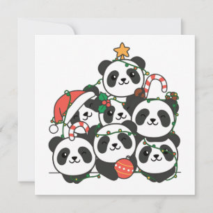 Panda Christmas Tree Funny Animal Christmas Invita Einladung