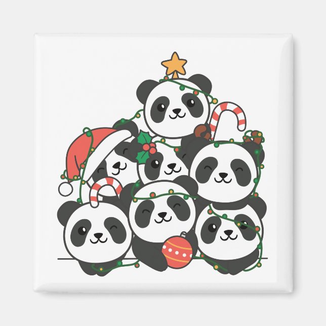 Panda Christmas Tree Funny Animal Christmas Magnet (Vorne)