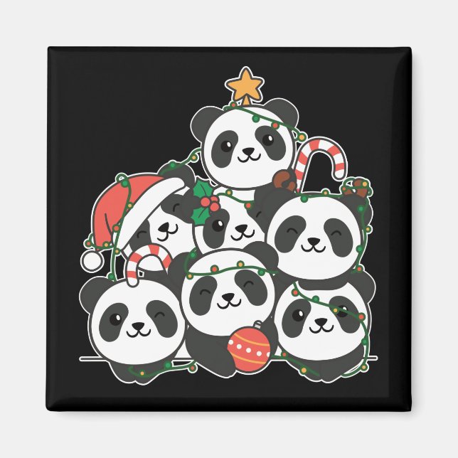 Panda Christmas Tree Funny Animal Christmas Magnet (Vorne)