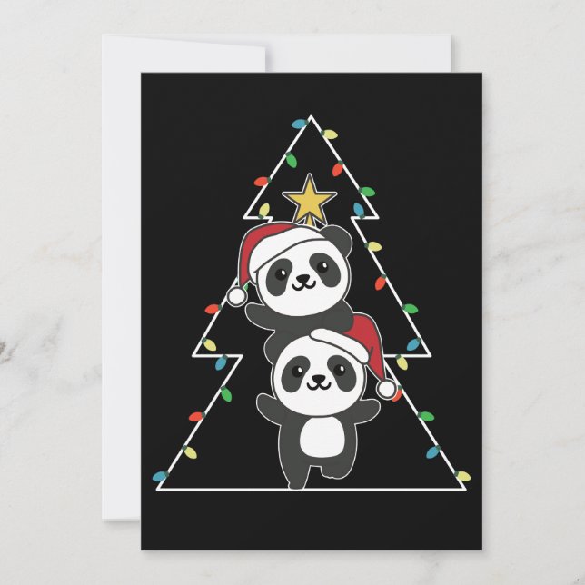 Panda Christmas Tree Weihnachtsanimals Pandas Feiertagskarte (Vorderseite)