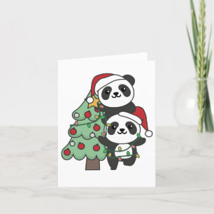 Panda Christmas Tree Weihnachtsanimals Pandas Feiertagskarte