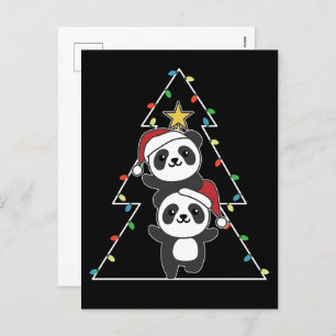 Panda Christmas Tree Weihnachtsanimals Pandas Holi Feiertagspostkarte
