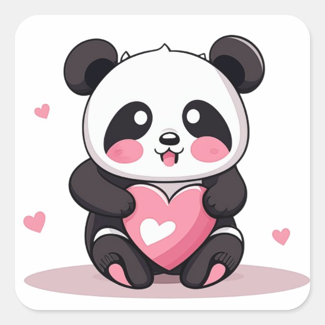 Panda Clipart Quadratischer Aufkleber (Vorderseite)