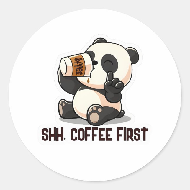 Panda Coffee First Aufkleber (Vorderseite)