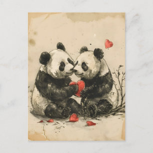 Panda Couple Valentine's Day Postkarte