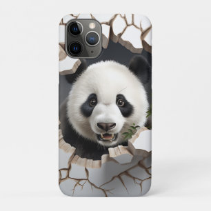 Panda Cracks Hole Art Panda Smashed Wall 3D Case-Mate iPhone Hülle