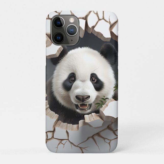 Panda Cracks Hole Art Panda Smashed Wall 3D Case-Mate iPhone Hülle (Rückseite)