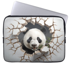 Panda Cracks Hole Art Panda Smashed Wall 3D Laptopschutzhülle