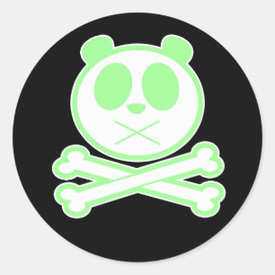 Panda Cross Bone - Green Runder Aufkleber