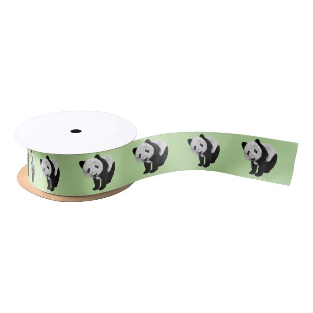 Panda Cub Green Satinband (Spule)
