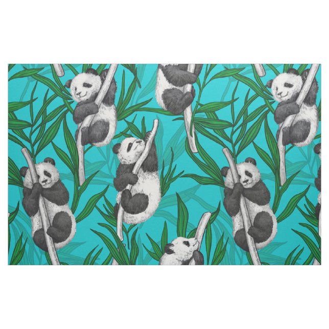Panda Cubs auf Türkis Stoff (Fat Quarter (45,7 x 55,9 cm))