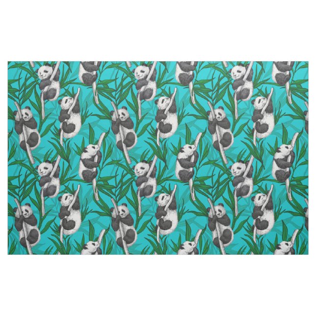 Panda Cubs auf Türkis Stoff (Fat Quarter (45,7 x 55,9 cm))