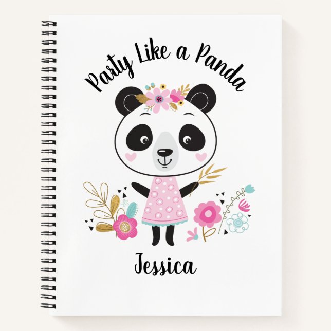Panda Cute Pink Notizbuch (Vorderseite)