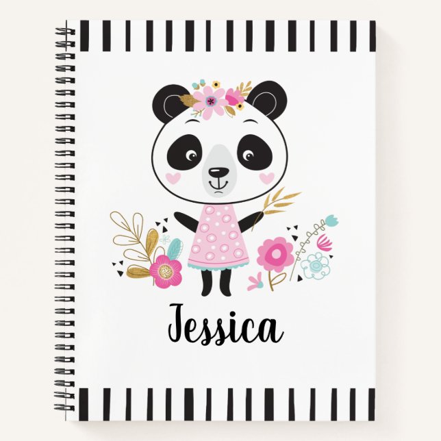 Panda Cute Pink Notizbuch (Vorderseite)