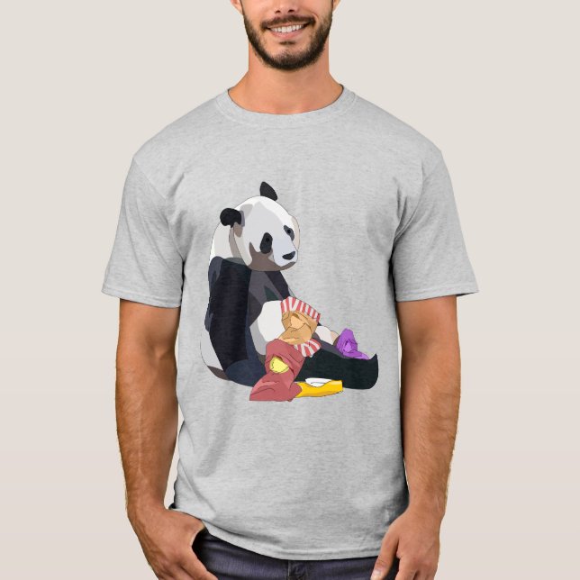 Panda, das Junkfood isst T-Shirt (Vorderseite)
