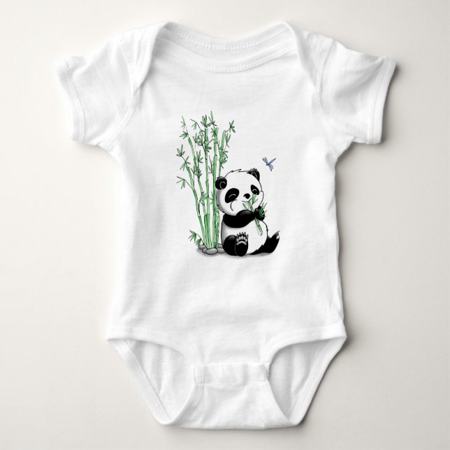 Panda, der Bambus isst Baby Strampler (Vorderseite)