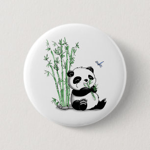 Panda, der Bambus isst Button