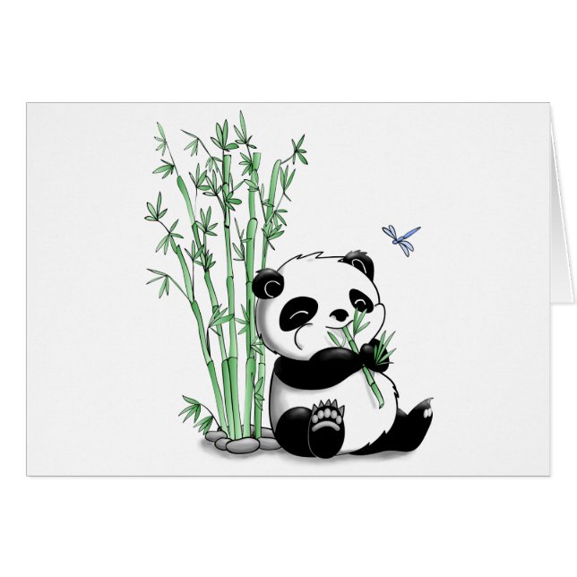 Panda, der Bambus isst (mit kundengerechtem (Vorderseite (Horizontal))