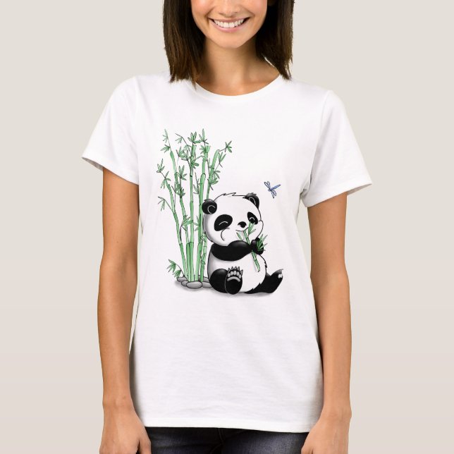 Panda, der Bambus isst T-Shirt (Vorderseite)