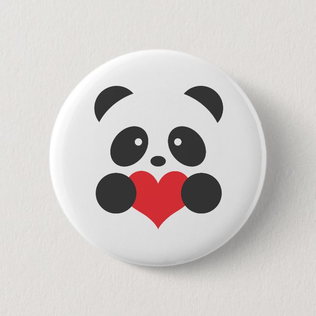 Panda, der einen Herzknopf hält Button (Vorderseite)