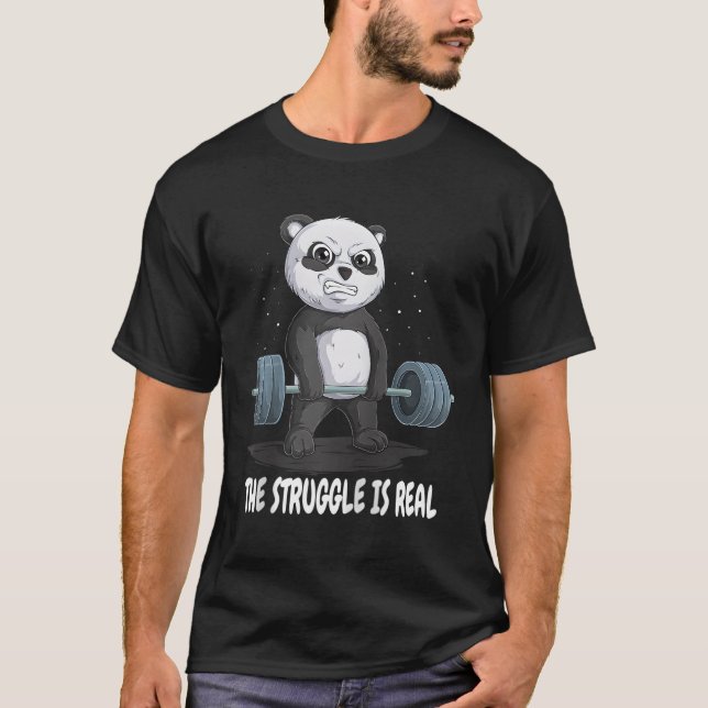 Panda der Kampf ist eine echte Gewichtszunahme Fit T-Shirt (Vorderseite)