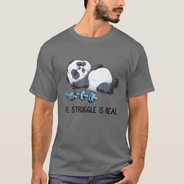 Panda der Kampf ist eine echte Gewichtszunahme Fit T-Shirt (Vorderseite)