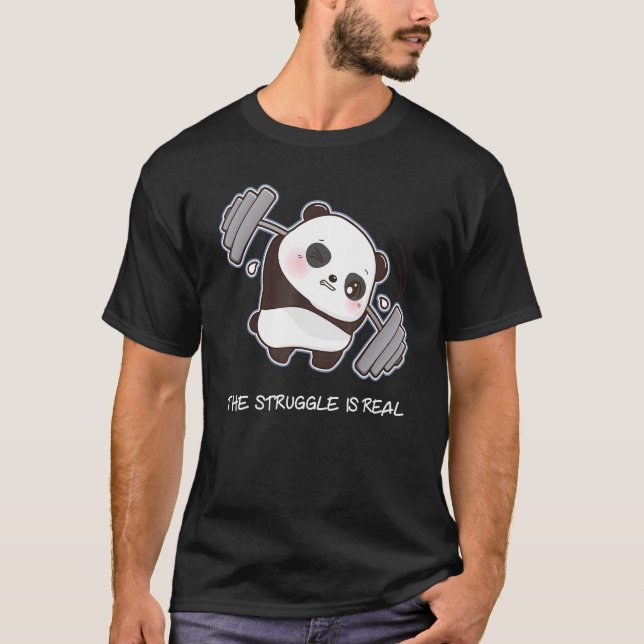Panda der Kampf ist eine echte Gewichtszunahme Fit T-Shirt (Vorderseite)