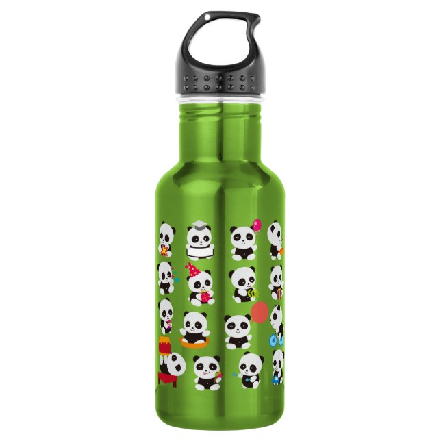Panda Design Edelstahl Wasserflasche (Vorderseite)