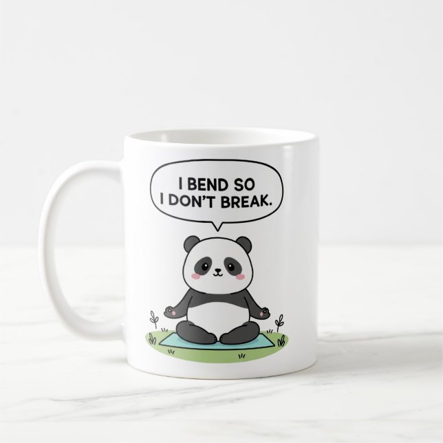 Panda-Design „Ich biege mich, damit ich nicht brec Kaffeetasse (Links)