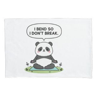 Panda-Design „Ich biege mich, damit ich nicht brec Kissenbezug