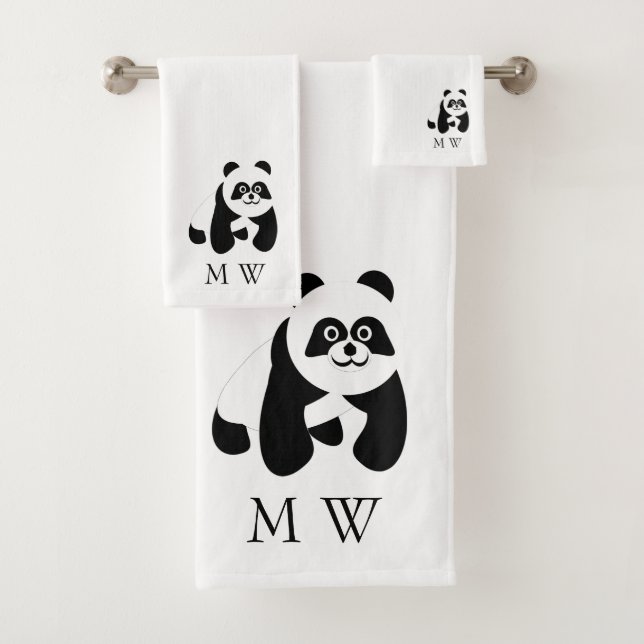 Panda Design Monogrammed Badhandtuch Set (Insitu)