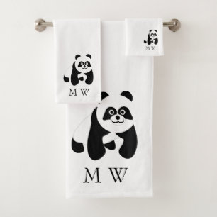 Panda Design Monogrammiert Badhandtuch Set