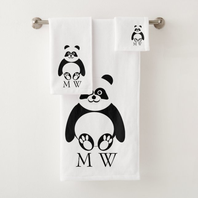 Panda Design Monogrammiert Badhandtuch Set (Insitu)